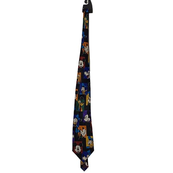 Disney Mickey Goofy back label is missing Character Color Block Polyester Tie - Picture 2 of 5